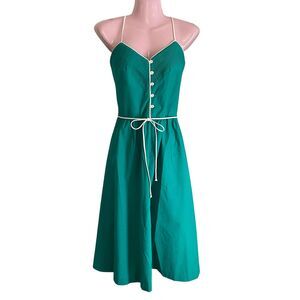 Vintage Act 1 Dress Womens 11-12 Green Midi Strappy Button Front Summer 90s
